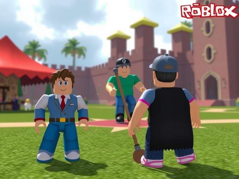 Brookhaven RP गेम में आभासी शहर का दृश्य