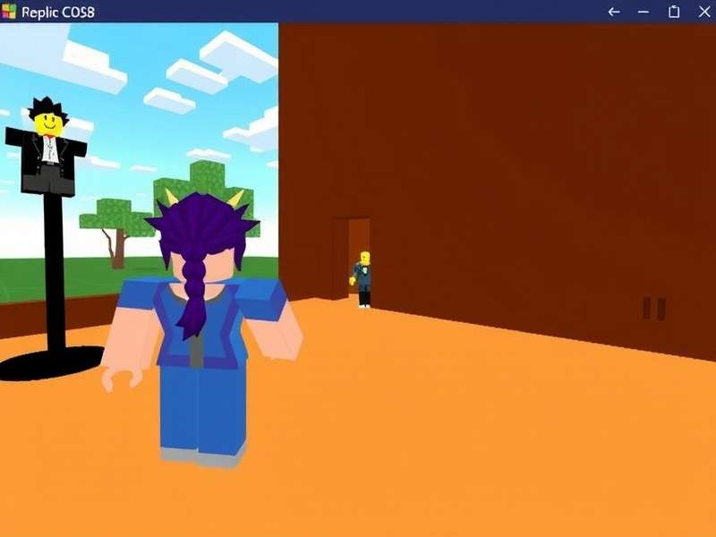 Roblox gameplay on a Windows PC laptop showing vibrant 3D world